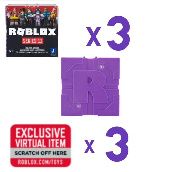 2022 ROBLOX Action Figure Collection SERIES 11 Purple Mystery Blind Box Cube 3PK - Picture 2 of 12